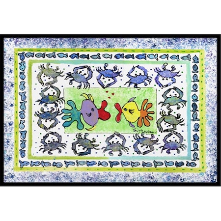 Carolines Treasures Fish Kissing Fish Indoor Or Outdoor Mat - 18 x 27 in. 8073-MAT